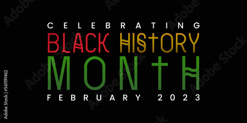 Black history month february 2023 modern creative banner, sign, design concept, social media post, template with red, green and yellow african background