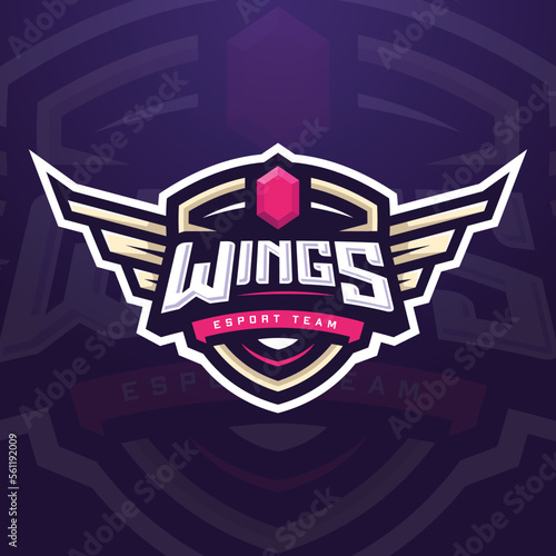 Wings Esports Logo Template for Gaming Tournament or Social Media