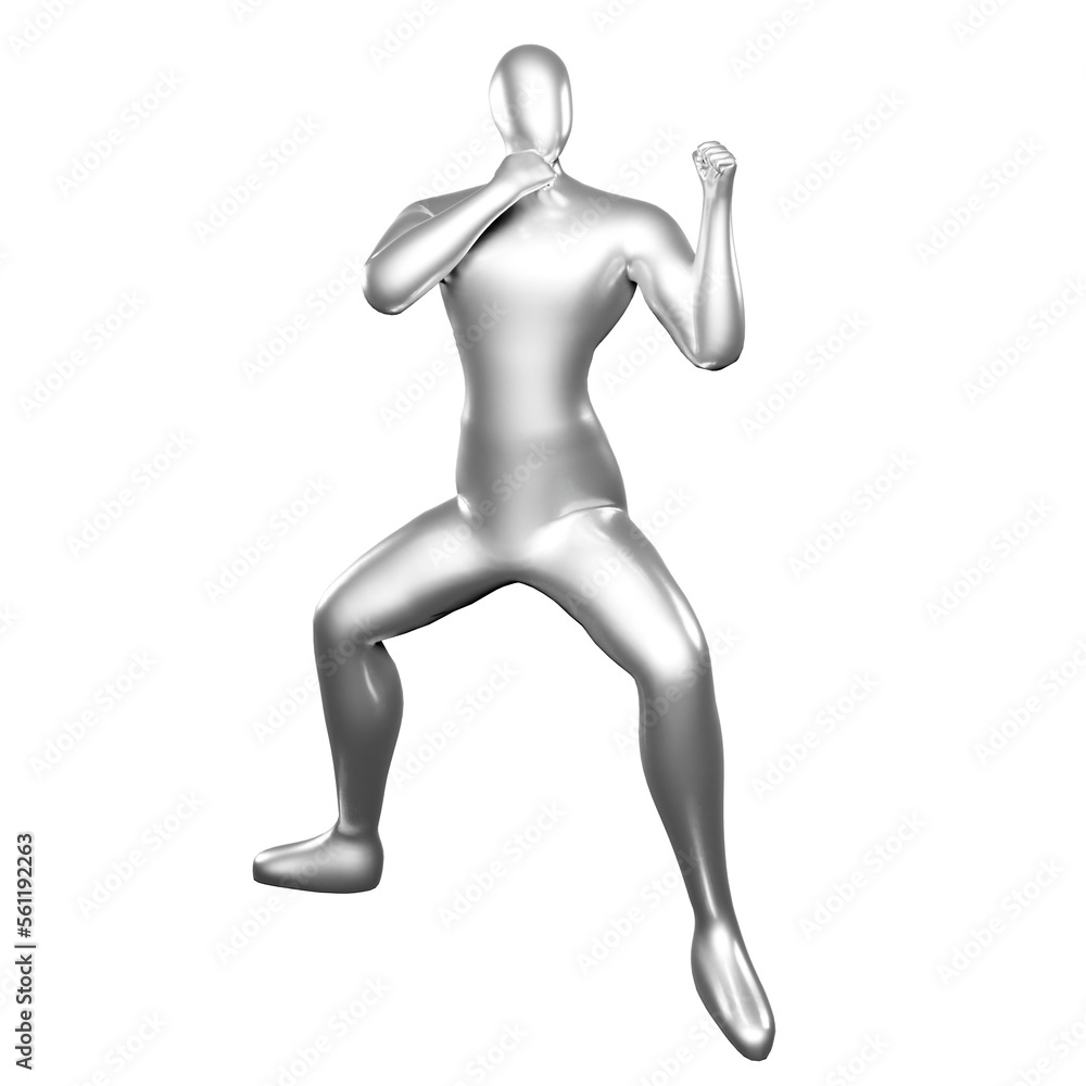 3d silver stickman doing karate stance moves 3d silver stickman doing karate stance moves