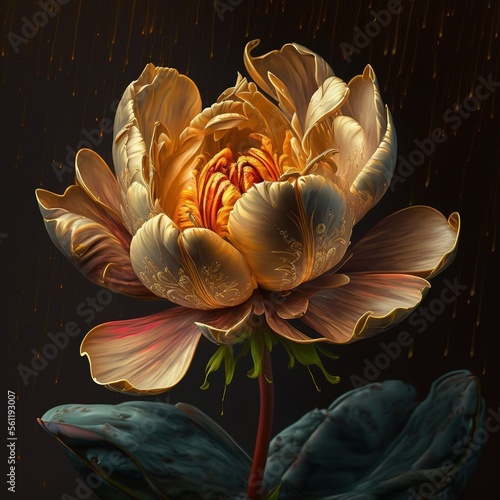 Wallpaper Mural 3d wallpaper for wall frames fractal flowers golden and black liquid marble background. Resin geode and abstract art, functional art, like geode painting. Ai generated art Torontodigital.ca