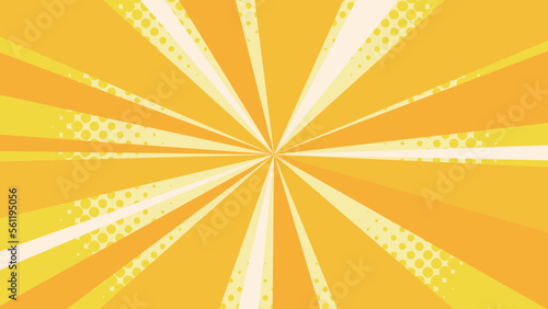 アメコミ風　集中線　サンバースト　背景素材　イラスト　黄色　フルHD