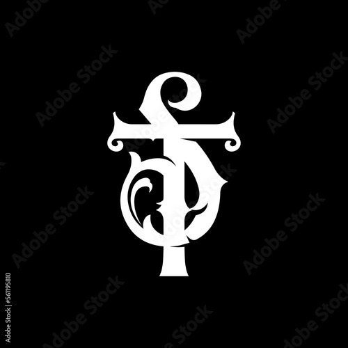 Monogram letter ST or TS flat design logo template, vector illustration
