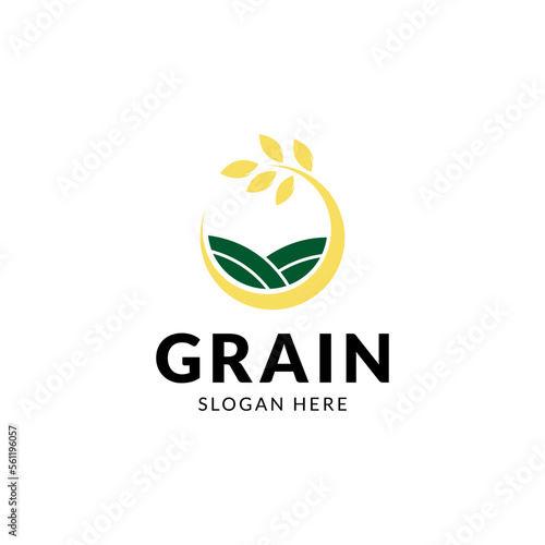 simple wheat/grain vector icon logo design.