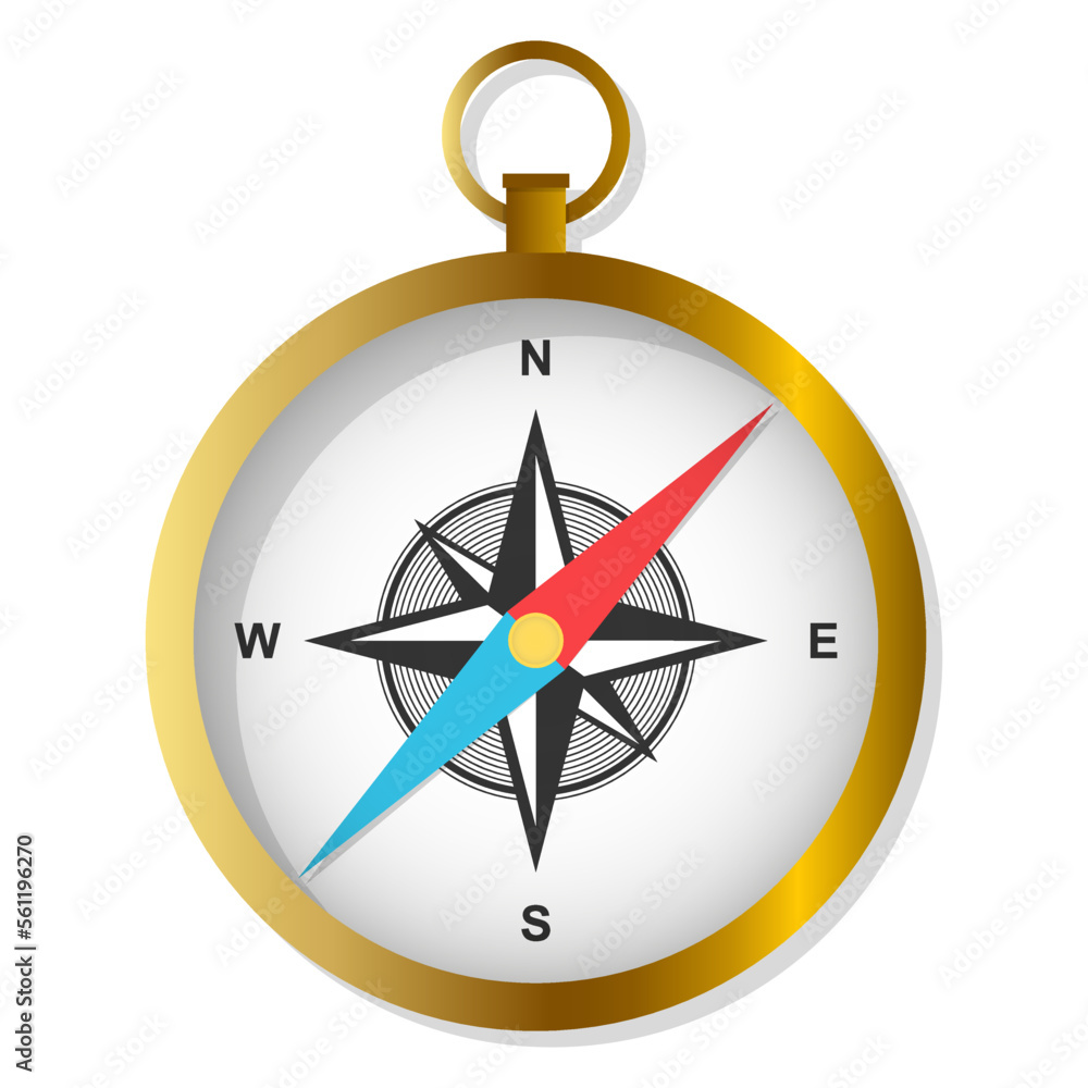 Golden compass with marine wind rose. Vector illustration Golden compass with marine wind rose. Vector illustration