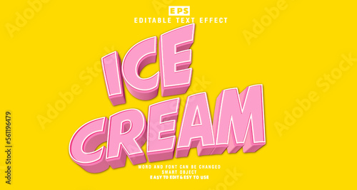 Ice cream 3d editable text effect vector template