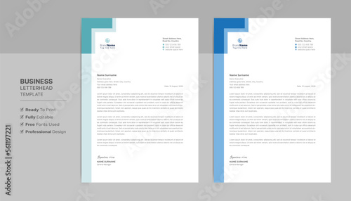 Creative letterhead format template, business style letterhead design template. Company letterhead template designs. Letterhead, flyer template.