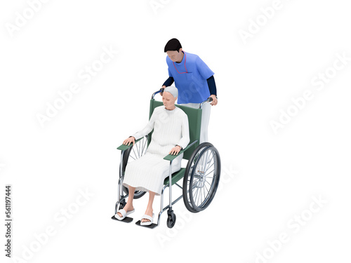 看護師と車いすの男性 © sh240