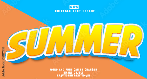 Summer 3d editable text effect vector template