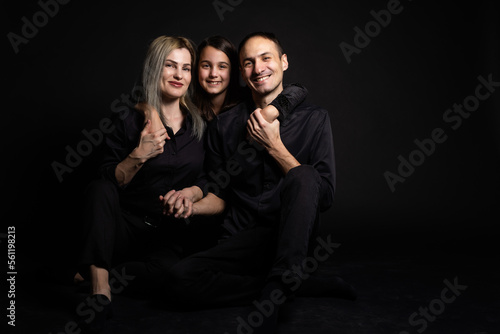 family on a black background
