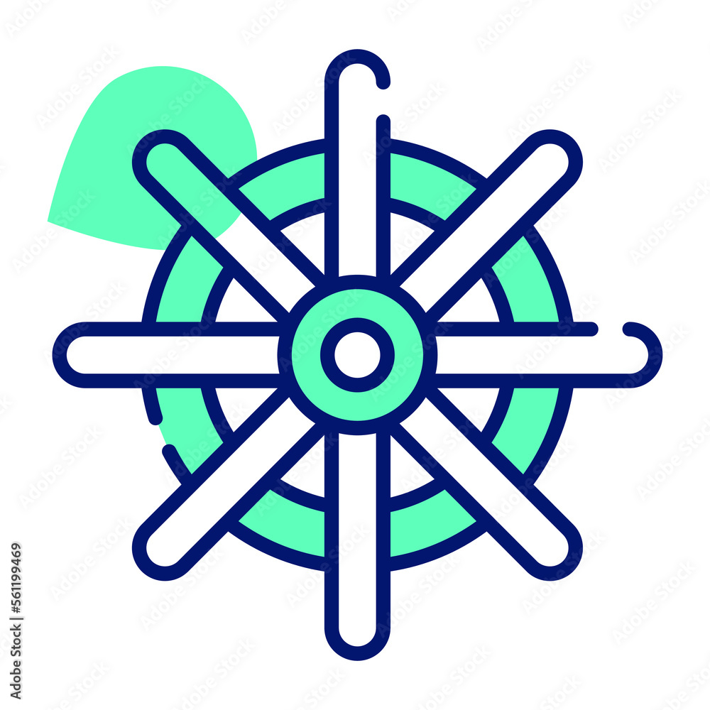 An amazing icon of ship rudder, creative design vector of boat steering