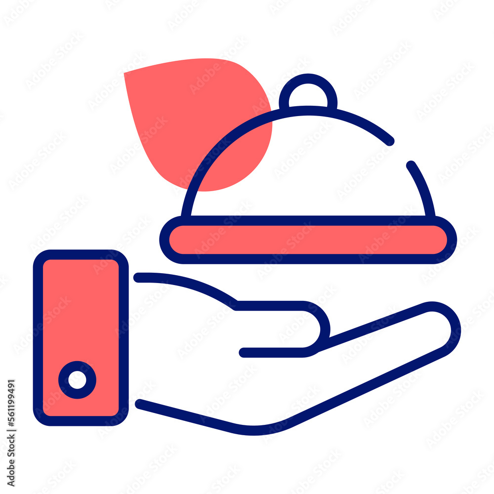 A hand holding food tray concept of food service A hand holding food tray concept of food service