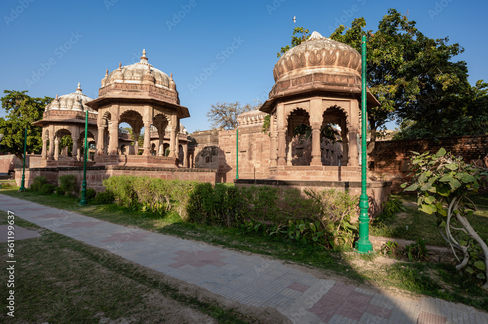 Place- Mandoor Garden, City Jodhpur, State- Rajasthan, Date 27 Feb 2022. Some small cenotaphs located inside the garden
