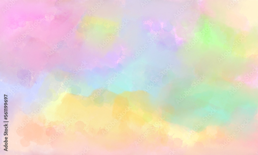Abstract colorful rainbow watercolor brush painting soft background