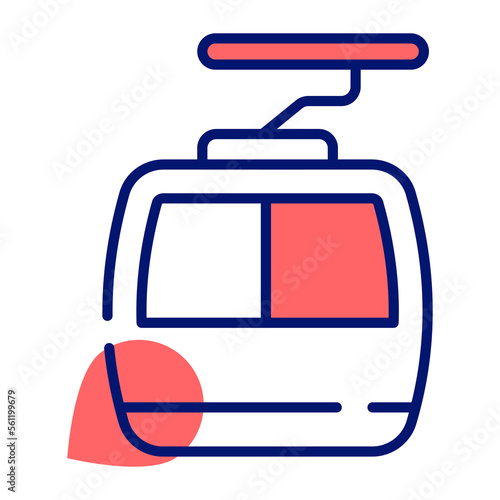 An icon of cable car showing concept of adventure, cable transport vector