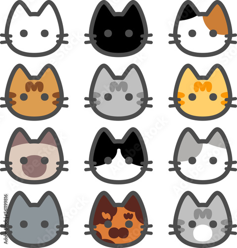 猫の顔のアイコンセット