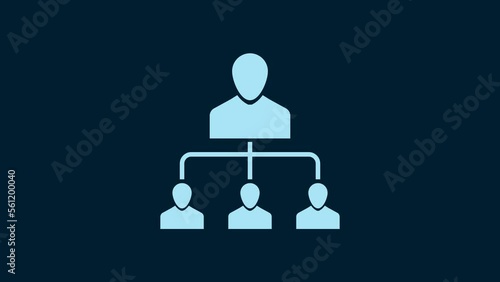 White Referral marketing icon isolated on blue background. Network marketing, business partnership, referral program strategy. 4K Video motion graphic animation