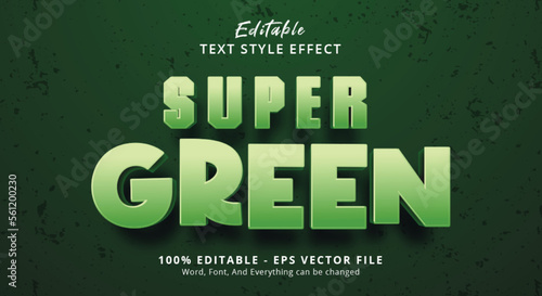 Super Green text on green color style effect, editable text effect