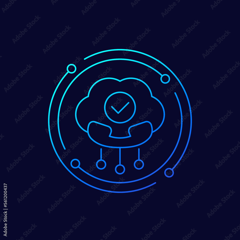 Voip telephony icon with a cloud, linear design Voip telephony icon with a cloud, linear design