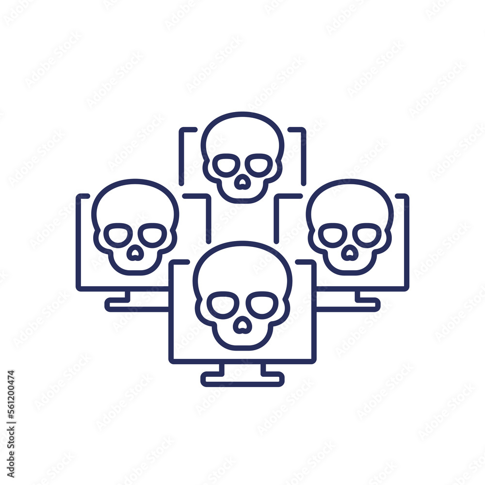 Botnet line icon, network with bots Botnet line icon, network with bots