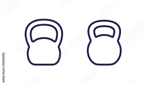 kettlebell workout icon, linear vector
