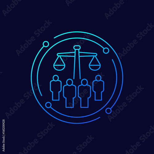 class action icon, collective legal case linear design