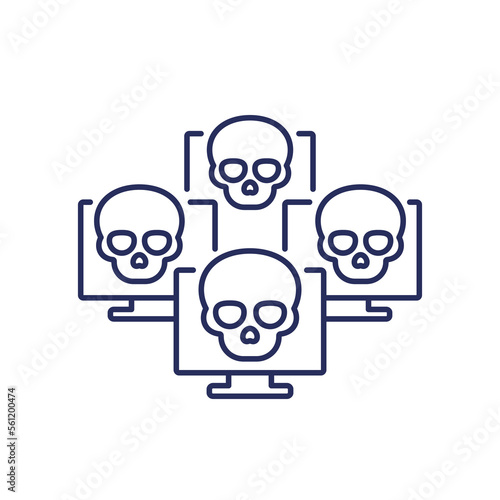 Botnet line icon, network with bots