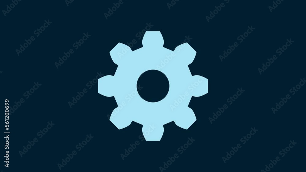 White Gear icon isolated on blue background. Cogwheel gear settings sign. Cog symbol. 4K Video motion graphic animation White Gear icon isolated on blue background. Cogwheel gear settings sign. Cog symbol. 4K Video motion graphic animation