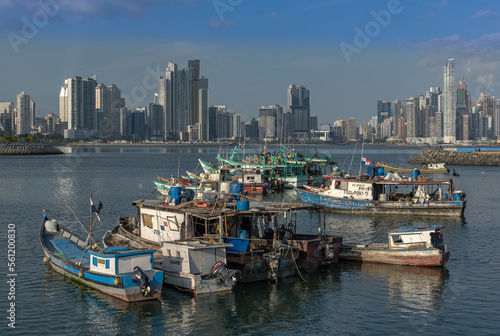 View of the skyscraper silhouette of Panama City © lesniewski