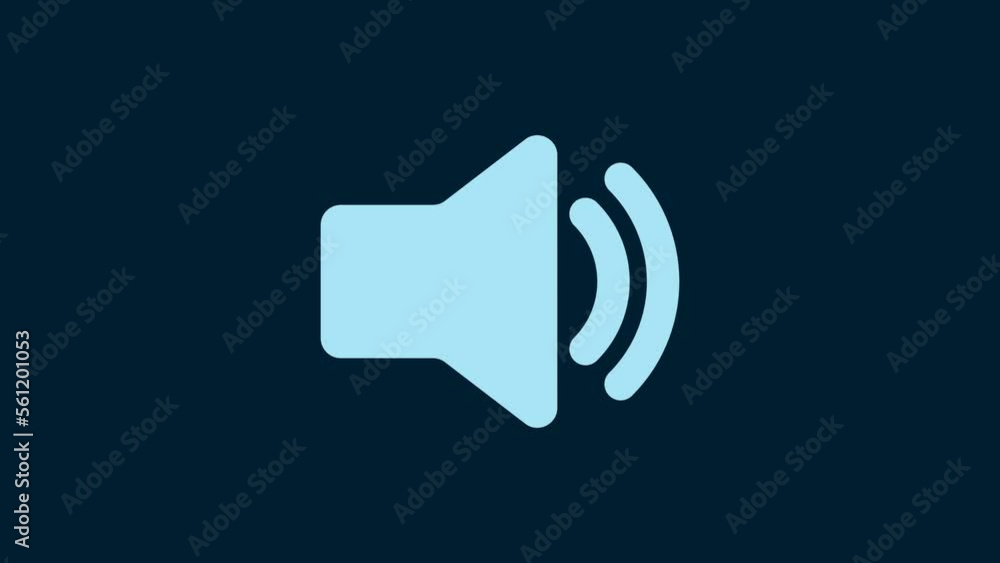 White Speaker volume - audio voice sound symbol, media music icon isolated on blue background. 4K Video motion graphic animation White Speaker volume - audio voice sound symbol, media music icon isolated on blue background. 4K Video motion graphic animation