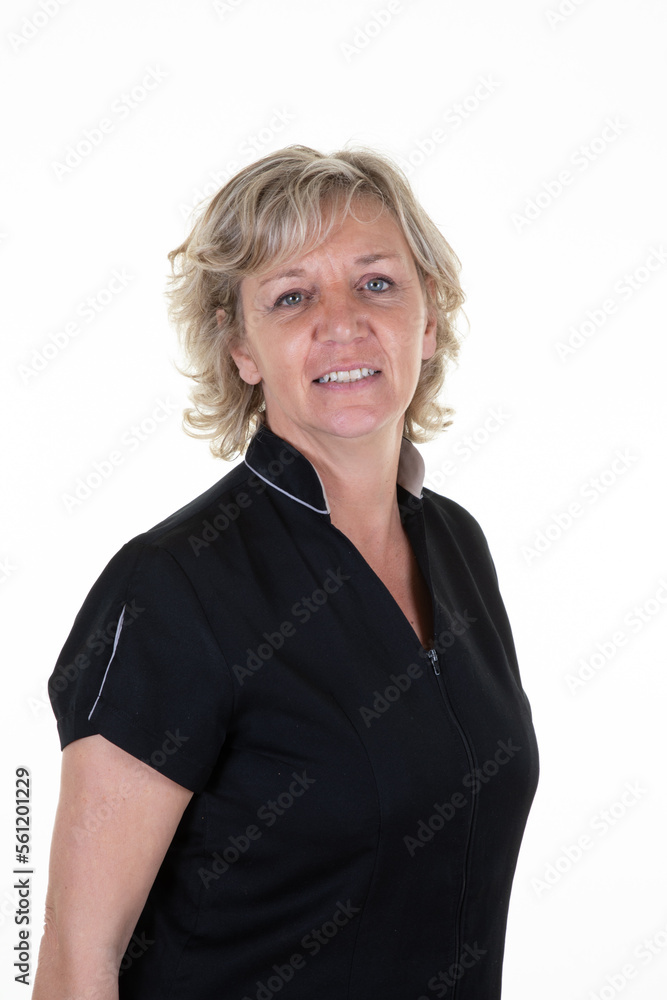 blonde senior middle aged mature woman profile on white background blonde senior middle aged mature woman profile on white background