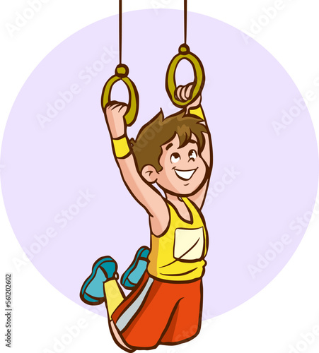 Rhythmic gymnastics. Kids Artistic gymnastics Still rings cartoon vector