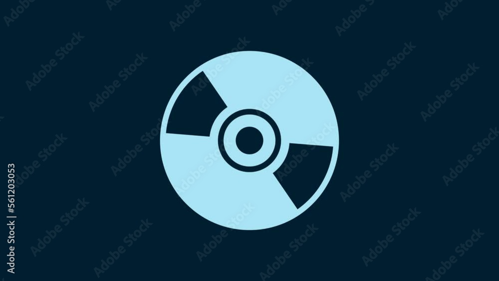 White CD or DVD disk icon isolated on blue background. Compact disc sign. 4K Video motion graphic animation White CD or DVD disk icon isolated on blue background. Compact disc sign. 4K Video motion graphic animation