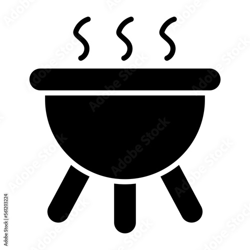 An icon of barbecue grill, outdoor barbecue cookware vector