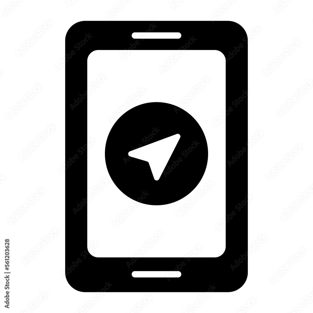 Navigation arrow inside mobile icon of mobile navigation, premium vector Navigation arrow inside mobile icon of mobile navigation, premium vector