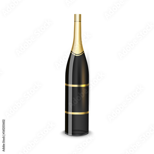 Champagne bottle mock up vector art design element
