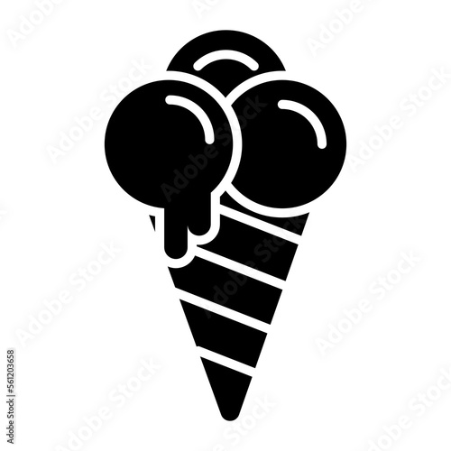 An ice cream cone icon easy to download, three scoops ice cream cone