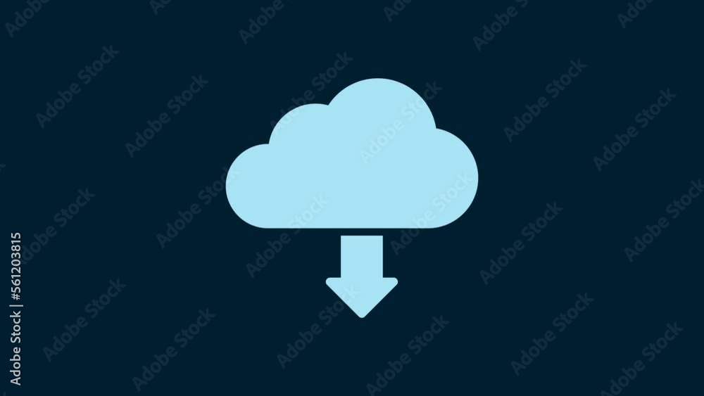 White Cloud download icon isolated on blue background. 4K Video motion graphic animation White Cloud download icon isolated on blue background. 4K Video motion graphic animation