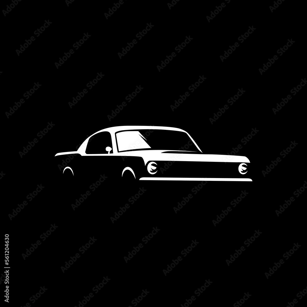 icon muscle car classic vector on black background use for logo and autocar
