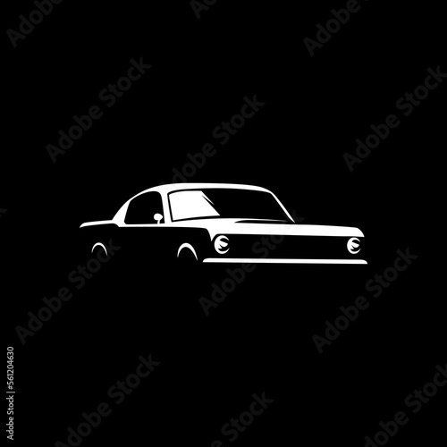 icon muscle car classic vector on black background use for logo and autocar