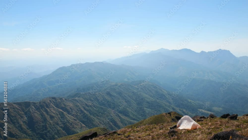 Camping in the mountains with tent on high hill. Camping in the mountains with tent on high hill.