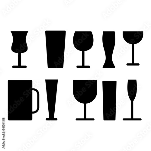 Assorted shape of beer glasses with black design