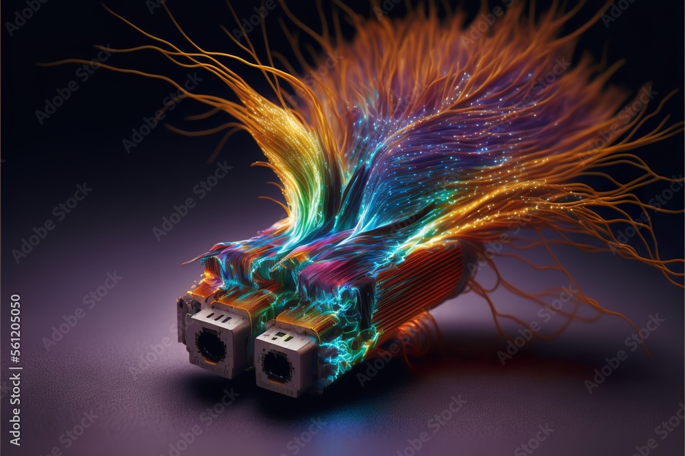 Super close up abstract photo of fiber optic cable and connector Stock ...