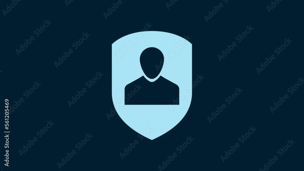 White User protection icon isolated on blue background. Secure user login, password protected, personal data protection, authentication. 4K Video motion graphic animation White User protection icon isolated on blue background. Secure user login, password protected, personal data protection, authentication. 4K Video motion graphic animation