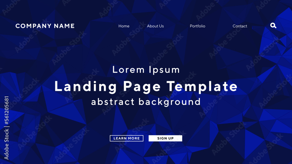 landing page template prism triangle gradient blue modern art theme ...