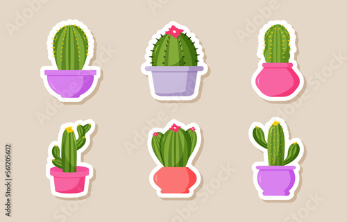 Set of Cactus Sticker Design