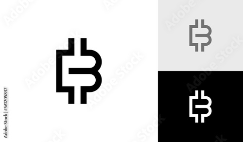 Letter B with currency symbol or bitcoin icon logo design vector