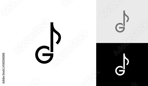 Letter G and music note logo design vector