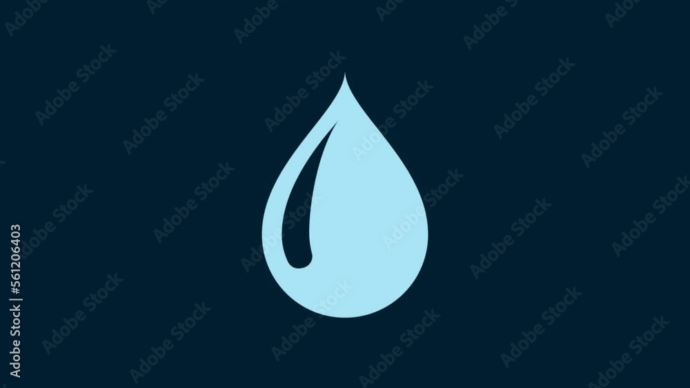 White Water drop icon isolated on blue background. 4K Video motion graphic animation White Water drop icon isolated on blue background. 4K Video motion graphic animation