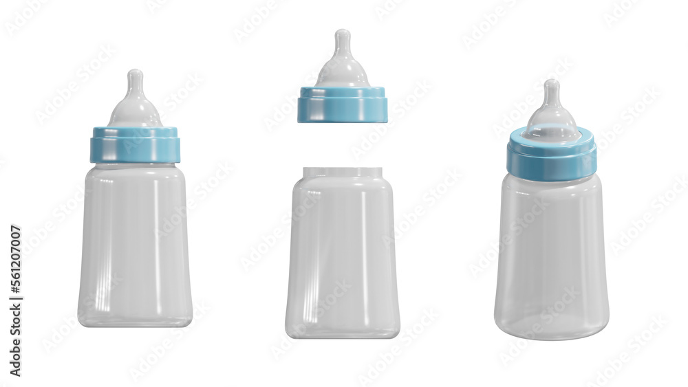 Baby bottle on white, 3d rendering of blue baby bottle mock up PNG transparent Baby bottle on white, 3d rendering of blue baby bottle mock up PNG transparent