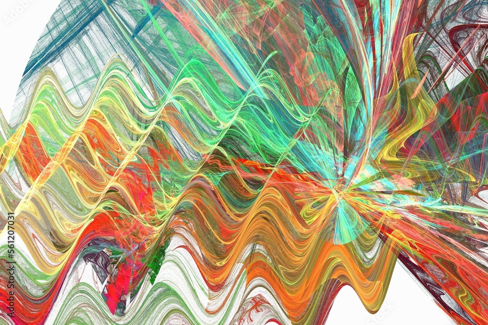 abstract background color trends 2023 , art unique 3D illustration, multicolored fractal design composition banner